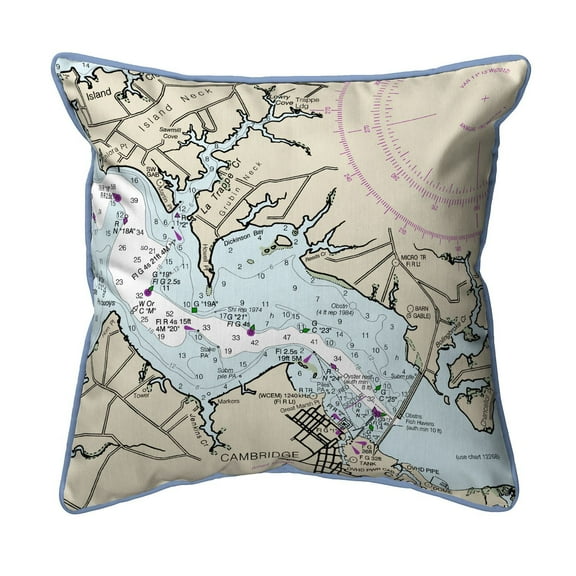 Betsy Drake SN12263CT 12 x 12 in. Cambridge, MD Nautical Map Small Indoor & Outdoor Pillow