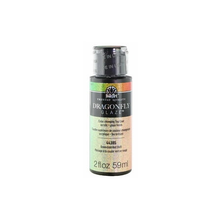 Cone 6 Glazes - 44385 PLAID FOLKART DRAGONFLY GLAZE 2OZ GREEN-GOLD-RED
