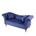 thumbnail image 3 of 63" End of Bed Storage Bench with 2 Pillows, Velvet Storage Couch with Buttons Tufted and Nailhead Trimmed, Rolled Arm Loveseat for Bedroom, Living Room, Blue, 3 of 7