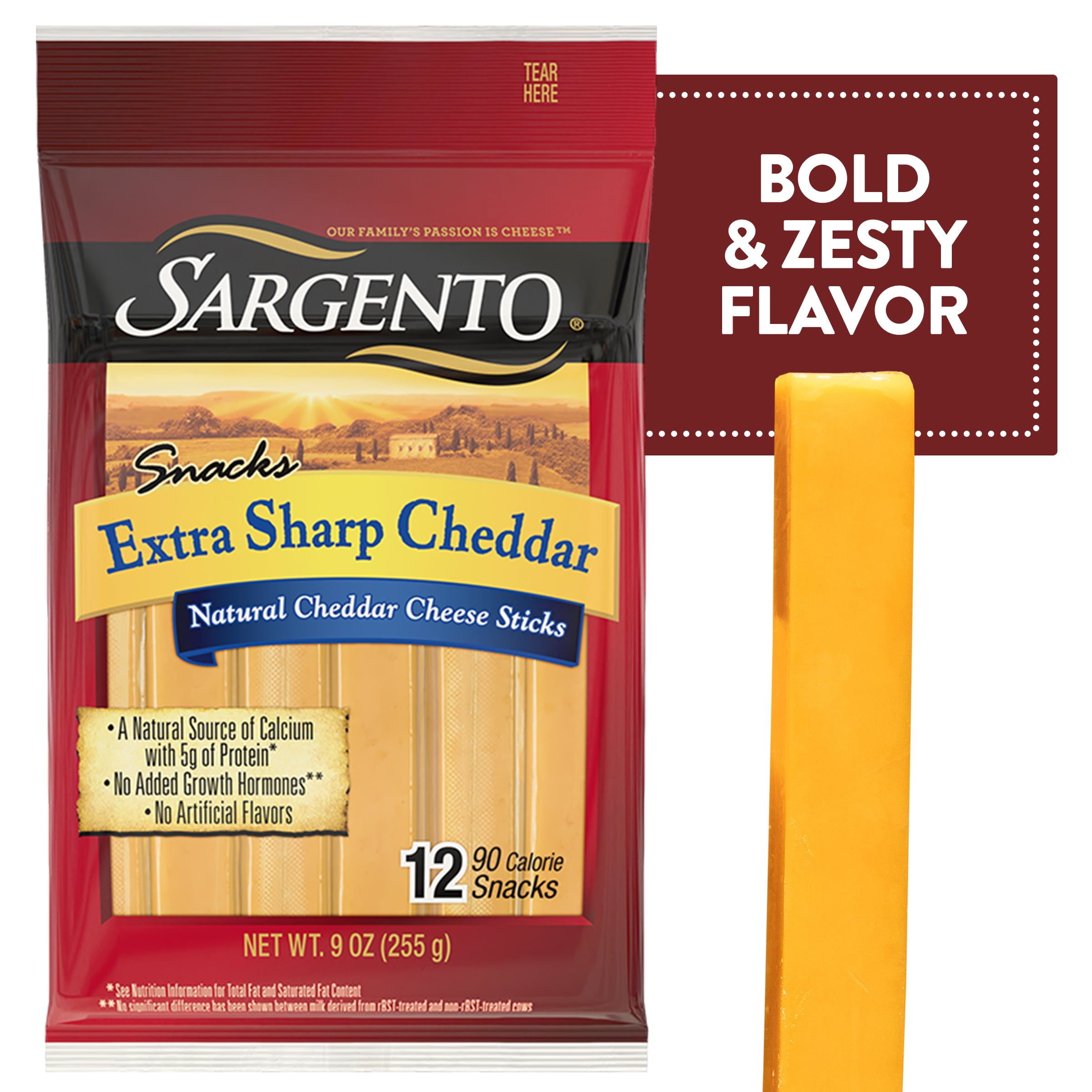 Sargento® Extra Sharp Natural Cheddar Cheese Snack Sticks, 12Count