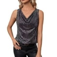 thumbnail image 5 of Women Tank Tops Sequin V-Neck Sleeveless T-shirt Shiny Glitter Blouses Cami Tops for Cocktail Party Clubwear Evening, 5 of 8