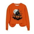 thumbnail image 6 of Inverlee Women's Halloween Sweatshirts Cute Pumpkin Ghost Graphic T-shirt Stretch Round Neck Sweatshirt Long Sleeve Holiday Pullover Tops Halloween Gifts, 6 of 6