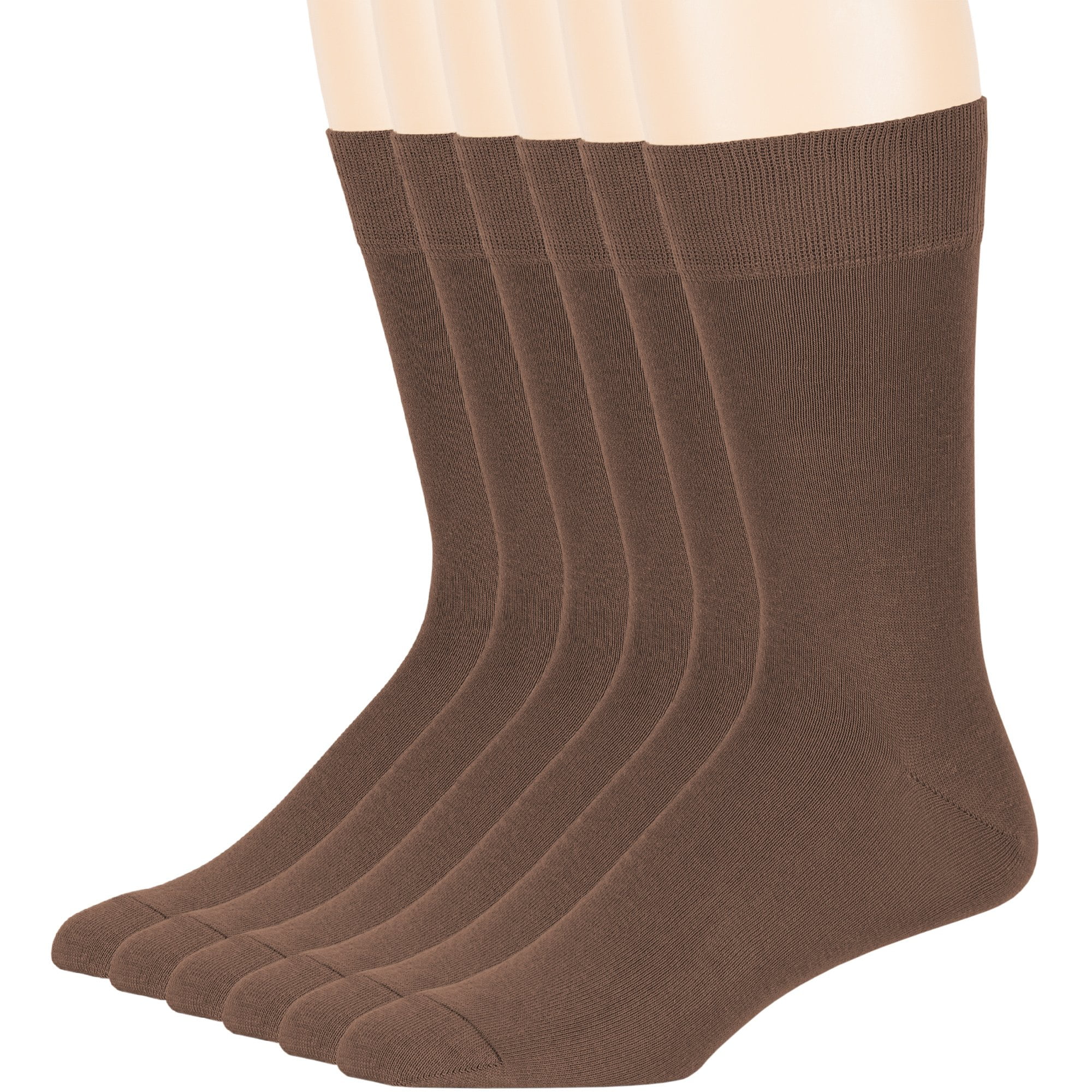 Mens Cotton Dress Big and Tall Extra Soft Socks, Brown, X-Large 13-15, 6 Pack