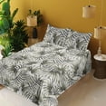 thumbnail image 2 of Ambesonne Tropical Fitted & Flat Sheet with Shams 4 Pcs Set, Exotic Foliage Vintage Art, Full, Sage Green and Grey Yellow, 2 of 5