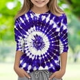 thumbnail image 2 of Feancey Cute Tops for Girls 3/4 Sleeve Round Neck Blouse Dressy Trendy Tie Dye Graphic Tees Teen Girl Casual Loose T-Shirts Blue 3 Years, 2 of 6