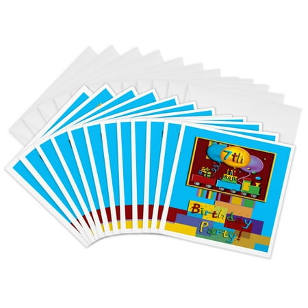 3dRose, 7th Choo Choo Train Birthday Party, 12 Greeting Cards with envelopes