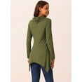 thumbnail image 4 of DARING DIVA Women's Cowl Neck Asymmetrical Hem Tunic Tops with Pockets Army Green L, 4 of 6