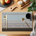 thumbnail image 2 of Aqua Floral Placemats Set of 6 Modern Farmhouse Leaves Brown Striped Place Mats Indoor Wipeable Table Mats Washable Cloth Dining Table Placemats for Kitchen Holiday Party Home Decor 13x19 Inch, 2 of 9