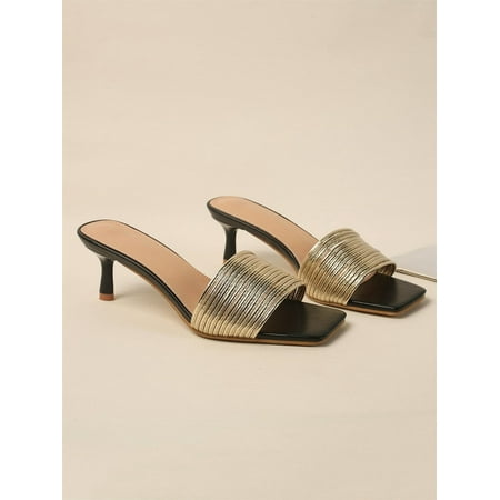 

Women s Metallic Stiletto Heeled Mule Sandals Gold EUR39(8)