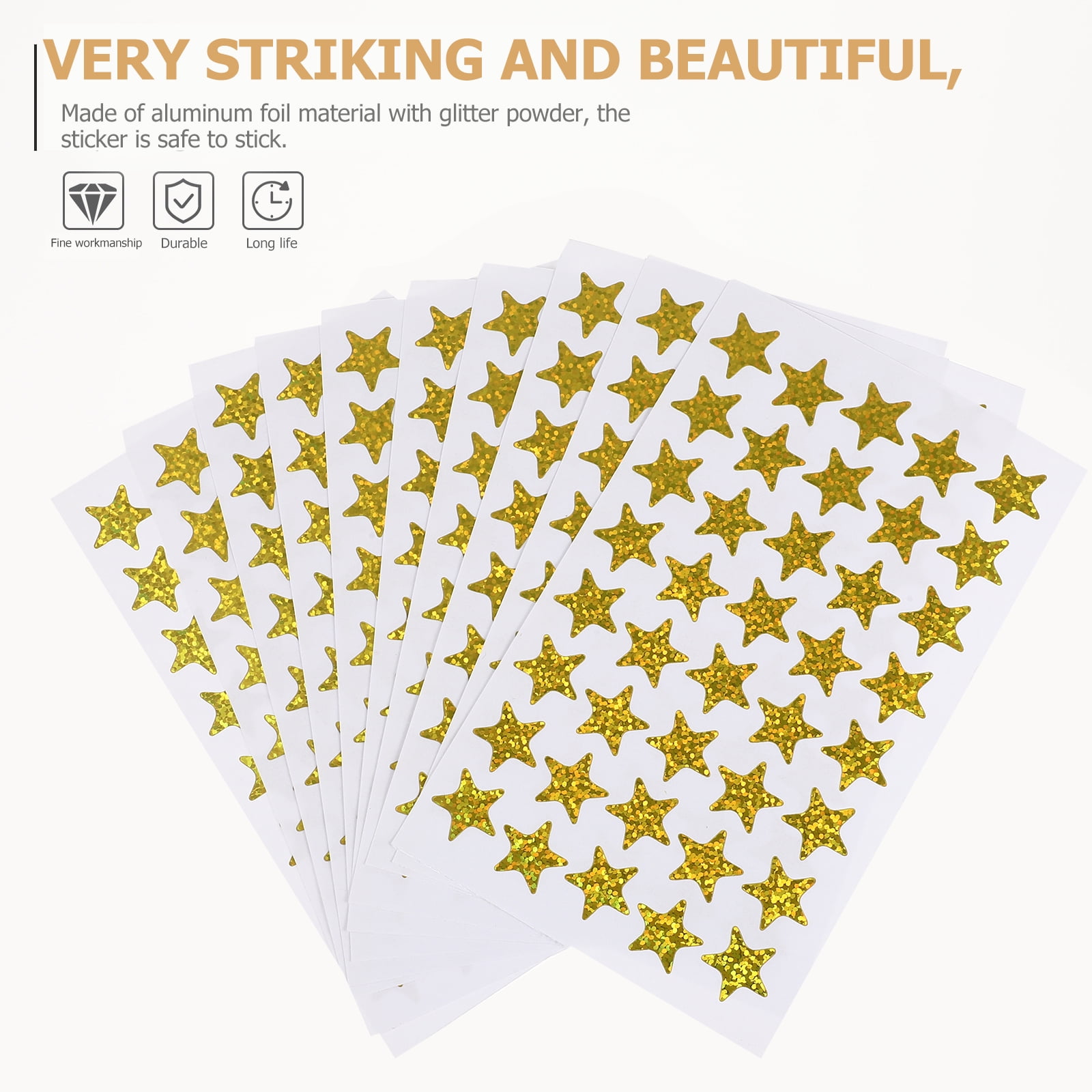 1 Roll Gold Star Stickers Aluminized Paper For Kids Reward At