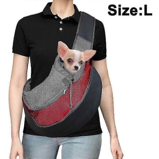 Transportín tipo bandolera para perros, de malla transpirable, ideal para viajar con tu mascota y con las manos libres.