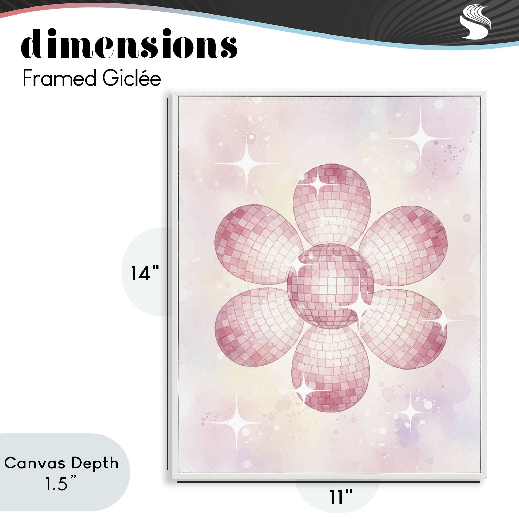 Stupell Industries Dreamy Pink Disco Ball Flower White Framed Giclee Art, design by Lil' Rue