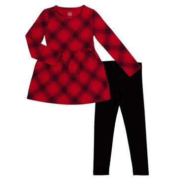 Wonder Nation Girls Long Sleeve Play Dress and Leggings Set, 2-Piece, Sizes 4-18 & Plus