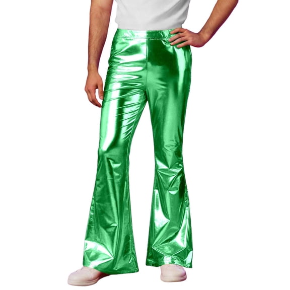 PIMSSY Men Pants Slim Glossy Straight Lit Casual Trousers Everyday Modern Fit Breathable Comfort Male Classic Solid Color Slacks