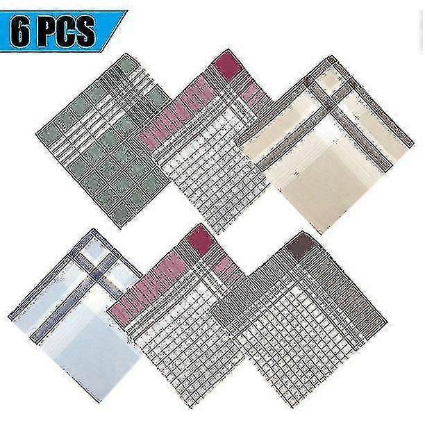 Men's Handkerchiefs, 12/6pcs Men's Cotton Handkerchiefs, Plaids Patterned Pattern Pocket Square Hankies-wtake