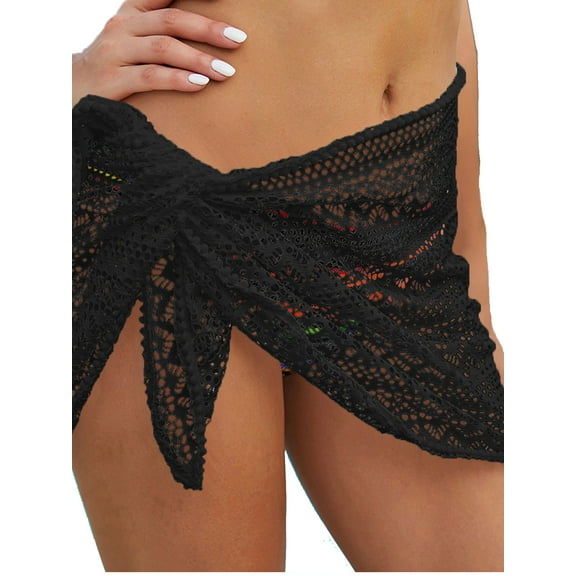 FUTATA Women Swimwear Chiffon Short Beach Sarong Cover Up Swimsuit Wrap Skirt Ruffle Pareo Bikini Swimwear Summer Beach Wrap