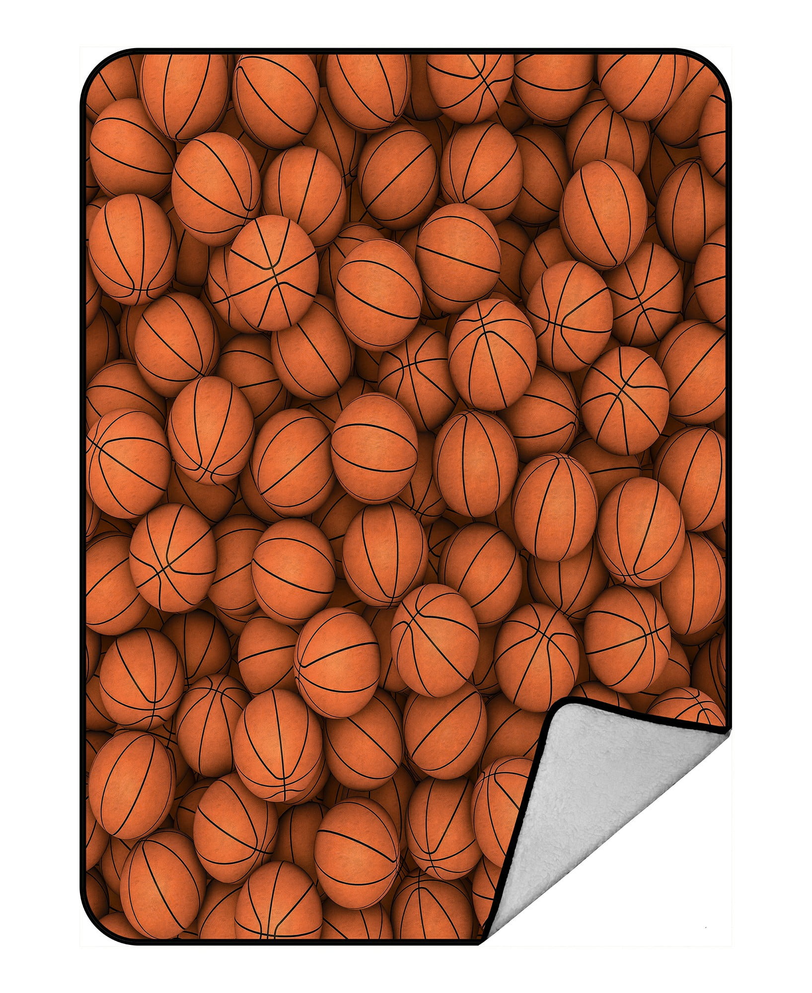 ABPHQTO Basketballs Fleece Blanket Fleece Back Throw Blanket 58x80 Inch