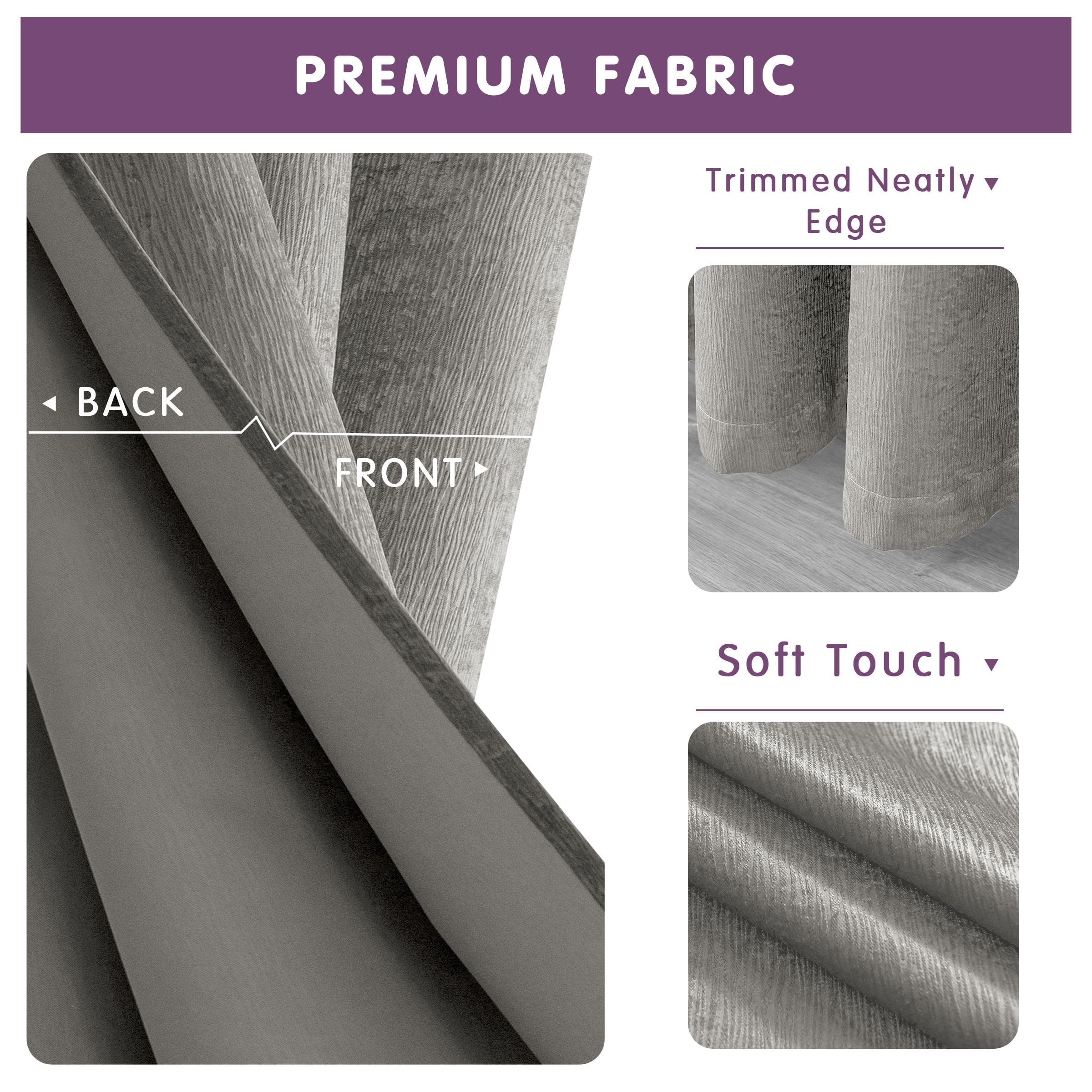 Subrtex Blackout Curtains 2 Panels Room Darkening Grommet Drapes, Light Grey, 52"x 95"