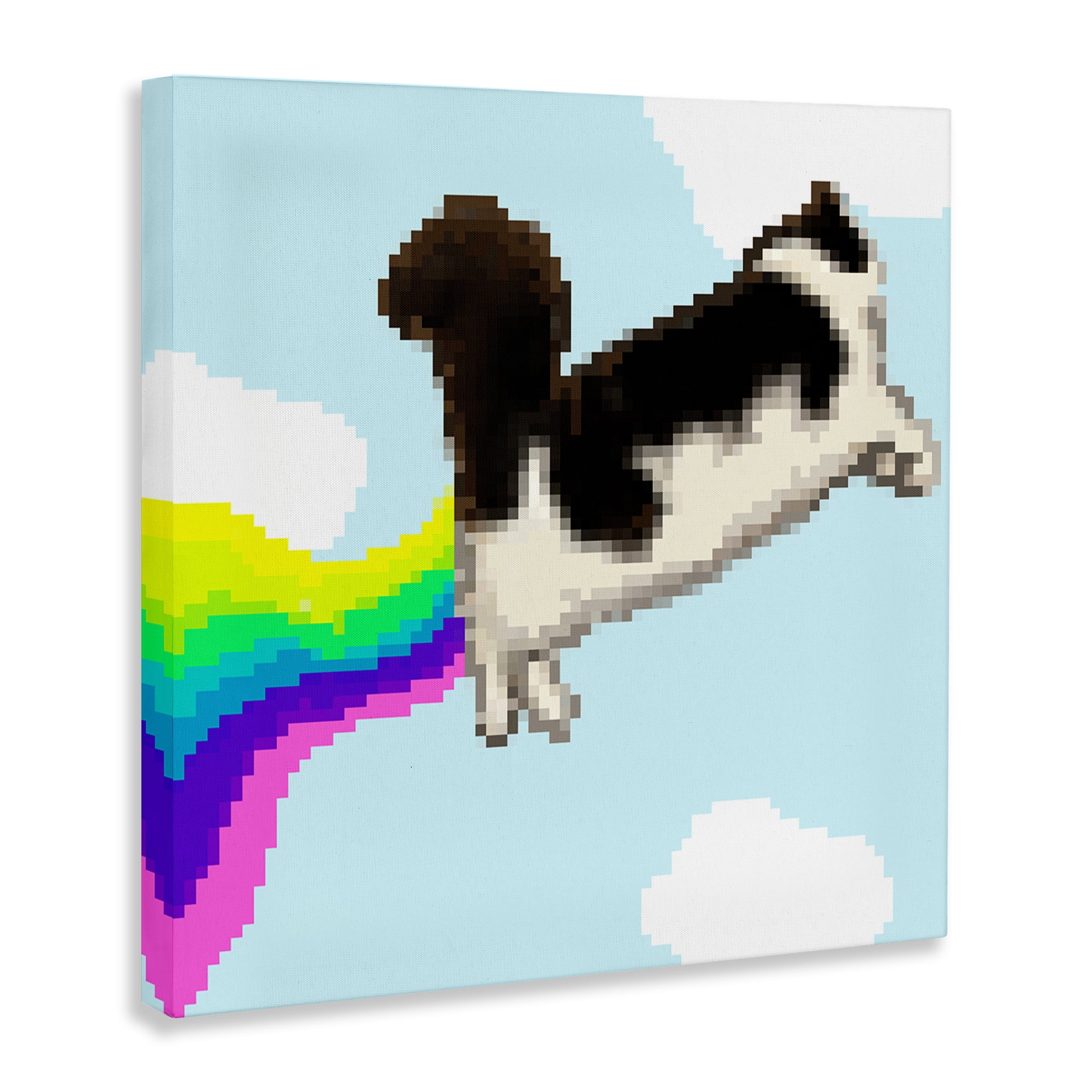 Stupell Industries Whimsical Cat Flying Animals Painting Wrapped Canvas Art Print Wall Art, 17 x 17
