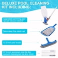 thumbnail image 2 of Kit de limpieza de piscina de lujo con aspiradora de piscina con chorro de spa, cepillo para piscina, red de espumadera semiprofunda y poste ajustable de 57,5 pulgadas, ideal para limpiar, 2 of 5