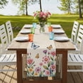 thumbnail image 4 of Table Runners 90 Inches Long Dress Scarves, Pink Flowers Farmhouse Coffee/Dining/Kitchen Table Runner for Living Room, Spring Floral Butterfly Leaves Plants Retro Beige 13x90 Inch, 4 of 9
