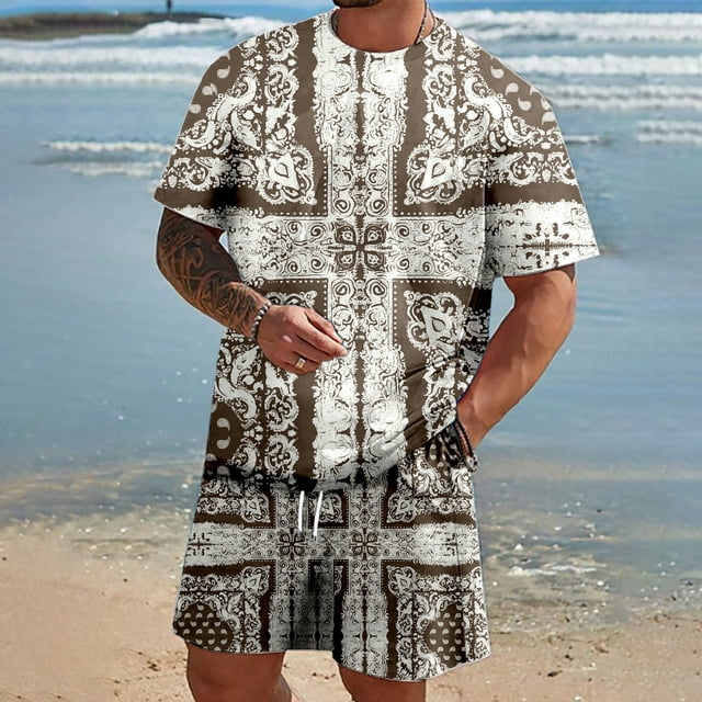 WILLBEST Bas Ensemble de Fleurs de Cajou Décontracté pour Hommes Mode Été Décontracté Ensemble de Fleurs de Cajou Mode Été Décontracté pour Hommes Ensemble de Fleurs de Cajou
