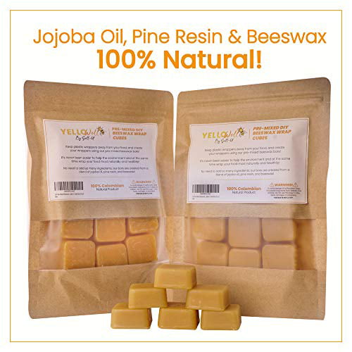 Beeswax Wrap Cubes DIY (8 Onz)- Beeswax, Pine Resin & Natural Essential  Oils Mix - Make Your own Beeswax Food Wraps - Made in Colombia (8oz (Pack  of 2)) 
