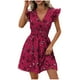 thumbnail image 1 of Vestido Corto de Verano Cintura Cinchado Gran Impresión de Flores sin Mangas, Vestido de Verano Sexy Y Informal, 1 of 7