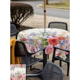 thumbnail image 5 of Outdoor Tablecloths with Umbrella Hole & Zipper, Pink Flowers 60x60 Inch Square Tablecloths, Spring Floral Elegant Pastoral Wooden Waterproof Table Cloth, Patio/Pool/Picnic Table Covers, 5 of 8