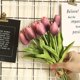 thumbnail image 4 of l Ramo de arreglo de flores artificiales de tacto real de tulipanes falsos de Pu para decoración de boda en la oficina en casa, 10 Uds., rojo rosa, azul, morado oscuro, morado cla, 4 of 4