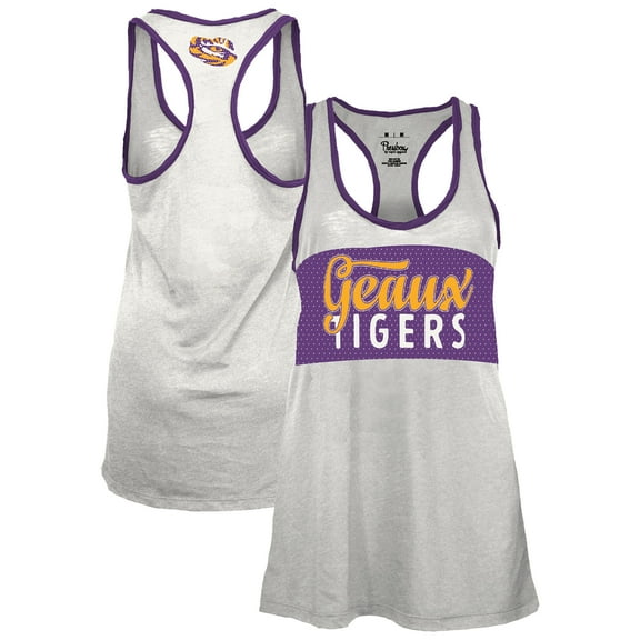Women's Pressbox White/Purple LSU Tigers Tracy Racerback Burnout Tank Top
