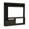 thumbnail image 2 of 71" Dark Walnut Entertainment Center. Tv Stand With 8 Shelves For Home Office. Fits 50-59" Tvs. Spacious Shelving Area, Side Bookcases, Strong , Simple Assembly Instructions Center In Walnut. Living, 2 of 4