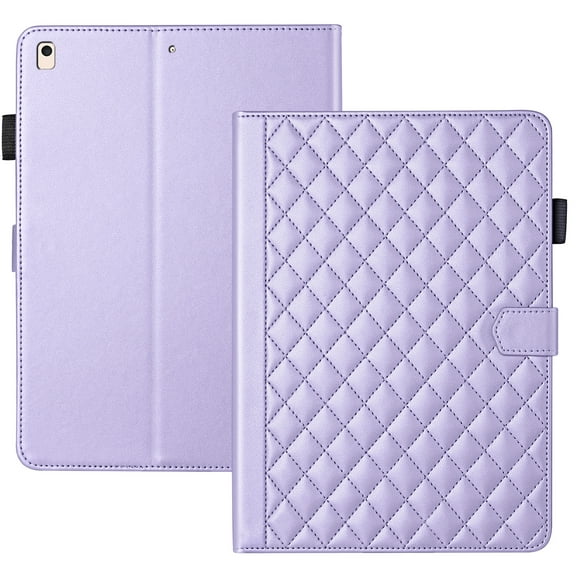 Allytechgroup for iPad 9.7" 6th/5th 2018/2017 Case with Pencil Holder, Multi-Angle Viewing Stand, Elegant PU Leather Card Pockets Kickstand Cover, Auto Sleep/Wake Case, Also Fit Air 2/1, Purple
