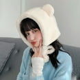 thumbnail image 5 of iHPH7 Bear Hat Warm Hats for Women Trapper Hat Winter Cap Russian Hat Winter Hats for Women Faux Fur Hat White One Size, 5 of 7