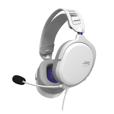 JVC GG01H Around-Ear Headphones  Lightweight  Gaming  with Detachable Microphone  White