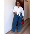 thumbnail image 6 of Jeans for Women Wide Leg High Waisted Stretchy Straight Leg Jean Baggy Trendy Denim Pants with Slanted Pockets Blue XXL, 6 of 9