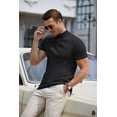 thumbnail image 4 of COOFANDY Mens Mock Turtleneck Short Sleeve Sweater Casual Stylish Knitted Pullover Slim Fit Dress Sweater Basic Tops, 4 of 7