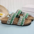 thumbnail image 5 of Modisza Summer Flat Sandals for Women Knitted Strap Comfortable Walking Slides Cork Footbed Beach Vacation Slippers Shoes Green size 7.5, 5 of 7