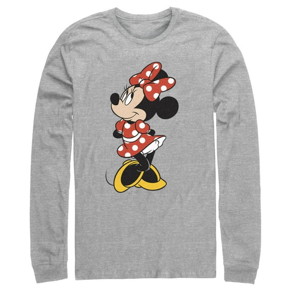 Men's Mickey & Friends Smiling Minnie Mouse Portrait  Long Sleeve Shirt Athletic Heather Small