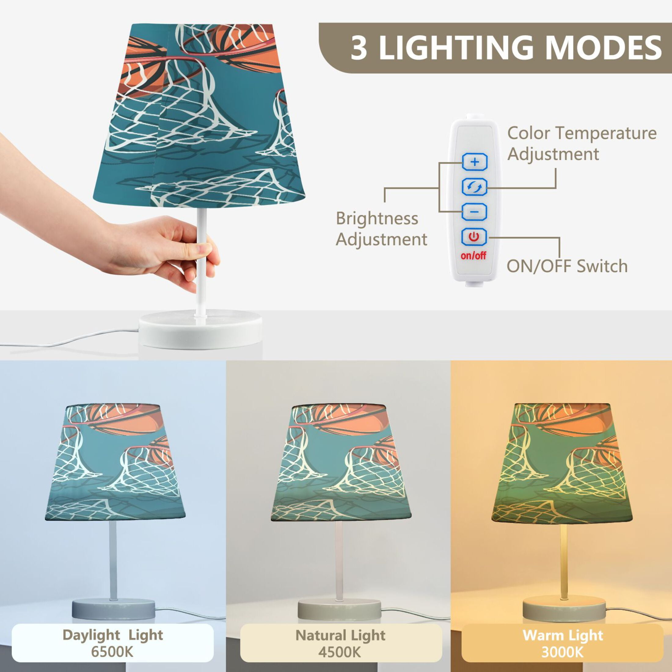 Ryvnso LED Bedside Table Lamp Basketball-a1 Bedroom Desk Lamps Nightstand Lampshade M