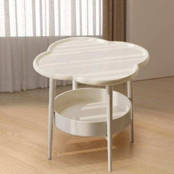 Mesa auxiliar perfecl de 2 niveles organizador simple mesita de noche mesa de centro para apartamento sofá oficina cama espacio pequeño
