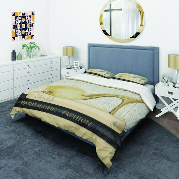 Designart 'Gold Fashion High Hells II' Glam Duvet Cover Set