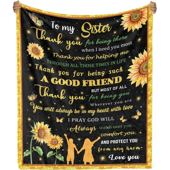 Sister Gifts Blanket from Brother Birthday Gifts for Sister from Sister Sunflower Blankets and Throws Ultra Soft Flannel Bed Blankets for Sister 50" 60"