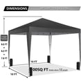 thumbnail image 5 of Fenbeli 10x10ft Pop Up Canopy Outdoor Durable Portable Folding Instant with 4 Sandbag & Carrying Bag/Adjustable Height Black, 5 of 7