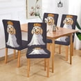 thumbnail image 2 of Yayeee 4 Pack Dining Chair Covers Stretch Parson Chairs Slipcovers Seat Protector, Yellow Halloween Dog, 2 of 6
