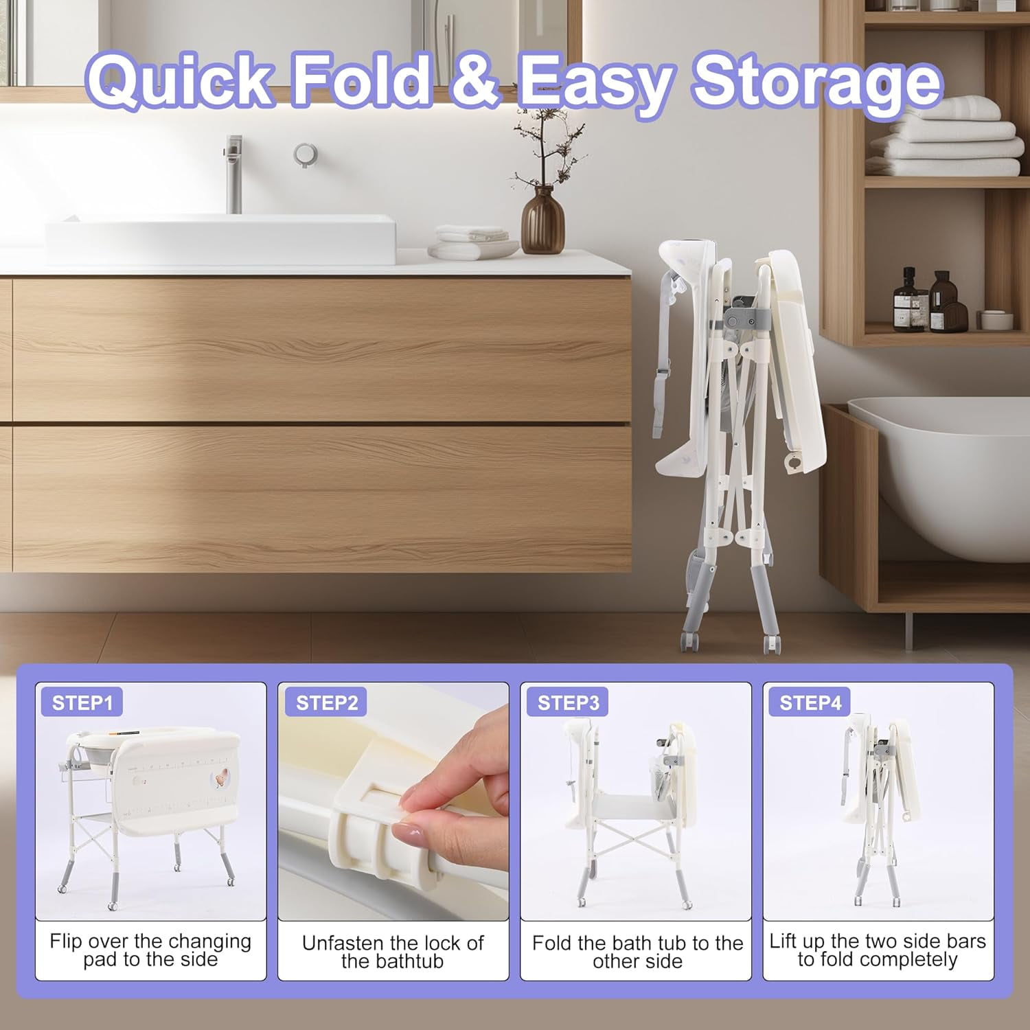 2 in 1 Baby Bathtub with Changing Table, Cuoote Diaper Changing Station Portable Waterproof Changing Table