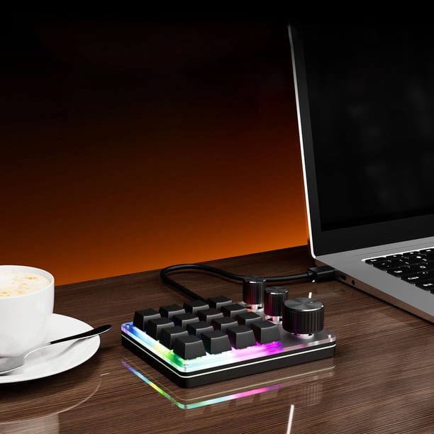 Teclado Mecánico De 16 Teclas, 3 Perillas, 2.4G, Teclados Para Juegos Con Cable, 3 Modos, Interruptor Rojo, Teclas De Acceso Directo Personalizables Con Perillas De aleación De