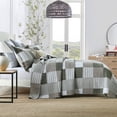 thumbnail image 4 of Bedduvit Queen Size Quilt Set - 100% Cotton Green/Moonbeam Patchwork Plaid Queen Size Quilt Bedspread, Farmhouse Lightweight Winter Fall Comforter Set/Bedding Set for All Season, 3-Piece (98"x90"), 4 of 11