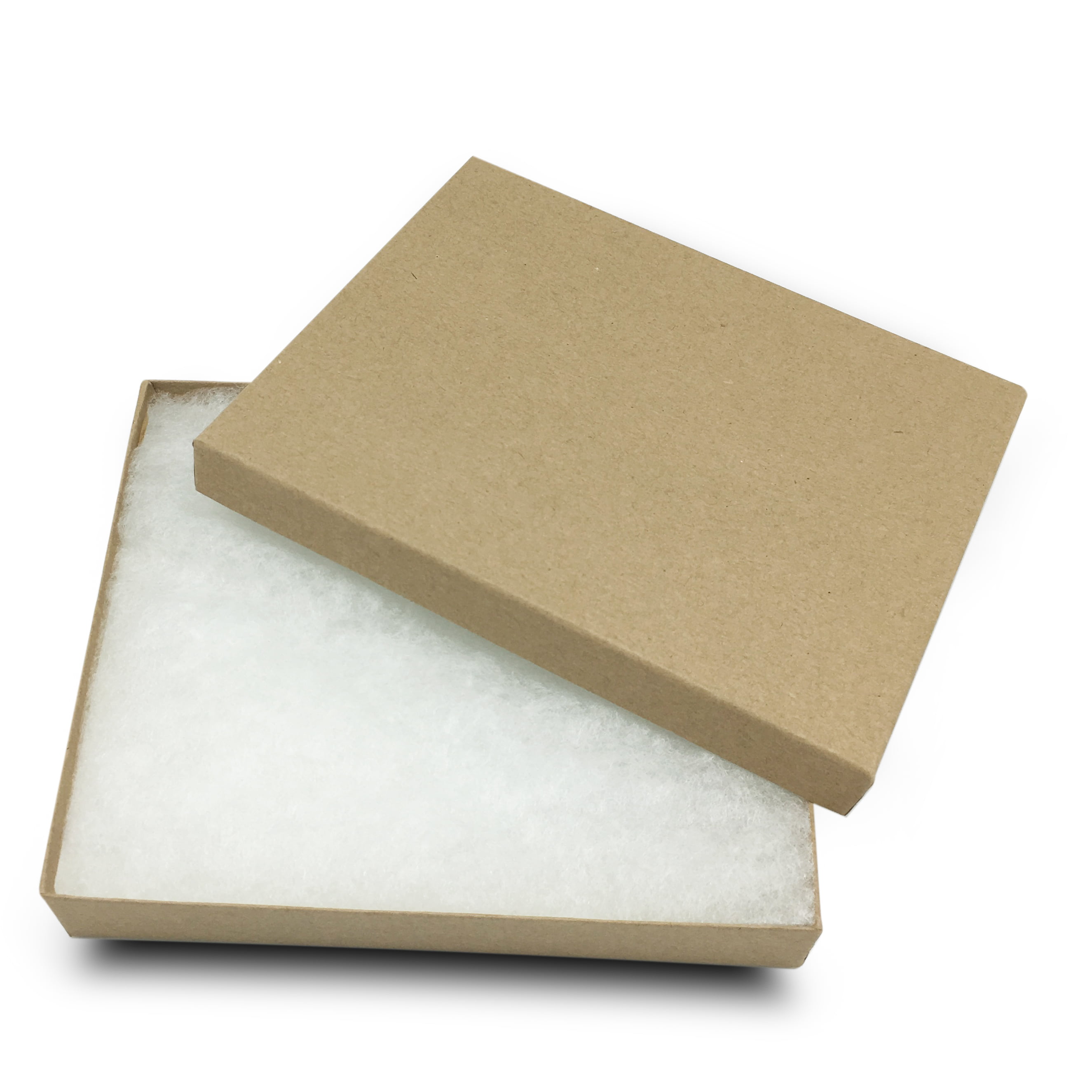 The Display Guys Pack of 25 Cotton Filled Cardboard Paper Kraft Jewelry Box Gift Case Kraft 7 1/8x5 1/8x1 1/8 inches #75 