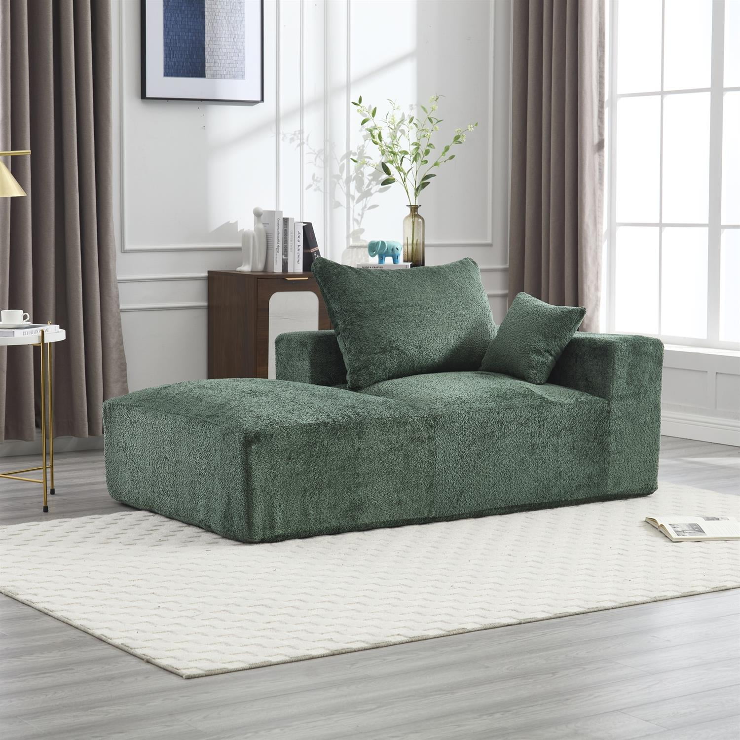 Demi Bonn 67" Memory Foam 2-Seater Sofa, Comfy Chenille Fabric Couch, No Assembly Needed, Portable Modern Deep Seat for Living Room, Bedroom, Apartment, Green